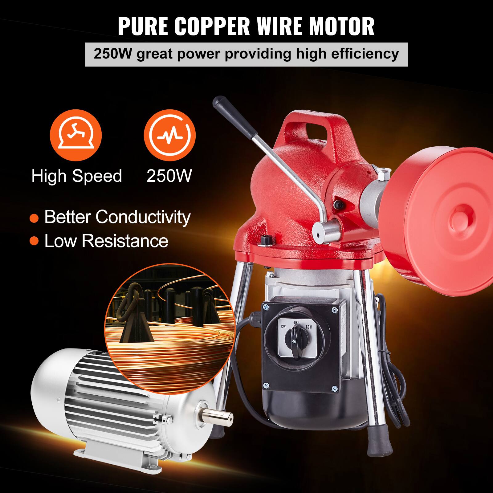 PURE COPPER WIRE MOTOR 250W great power providing high efficiency

M High Speed 250W
Better Conductivity
Low Resistance