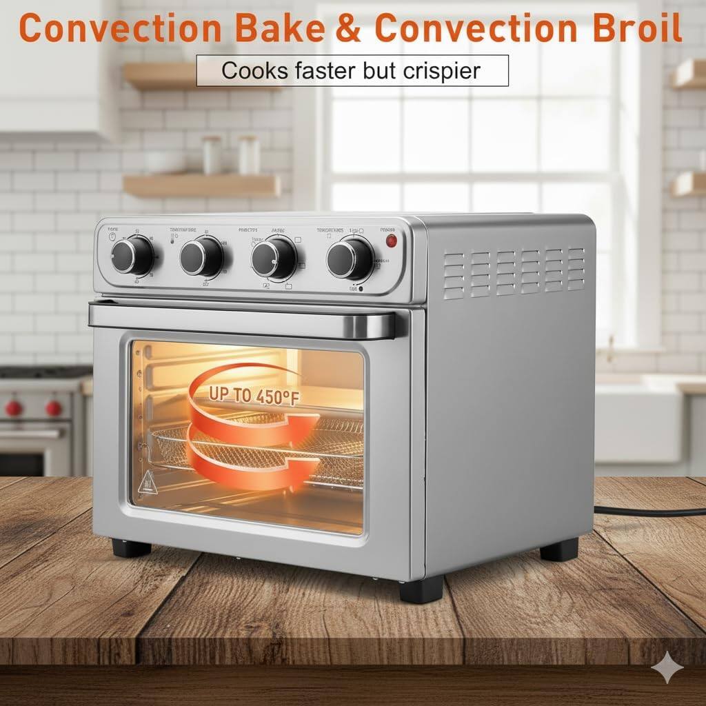 Convection Bake & Convection Broil  
Cooks faster but crispier  

UP TO 450°F