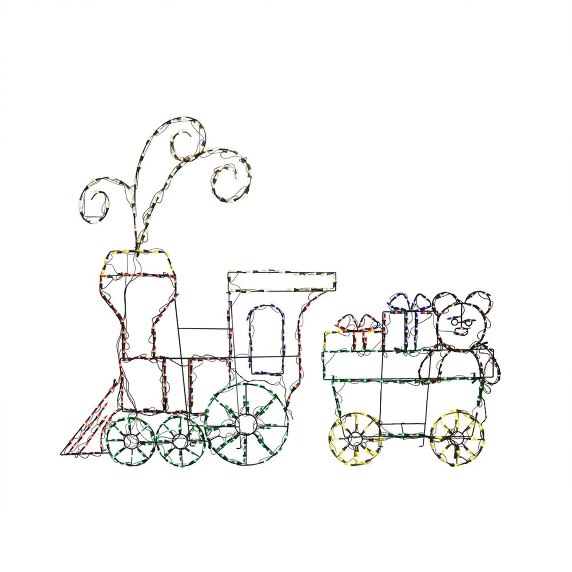 ProductWorks - 60" Pro-Line LED Animation Holiday Train Set Christmas Yard Decor - Multi-colored
