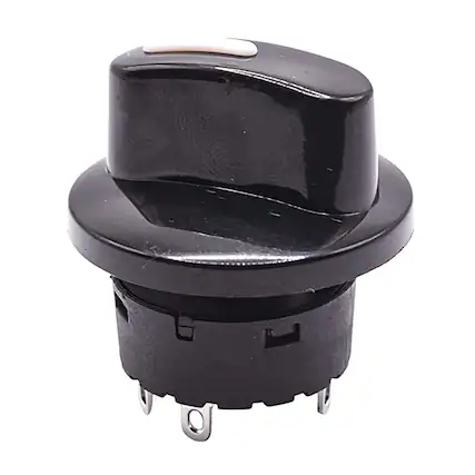 Front. HQRP - 4-Position Rotary Switch with Knob - 1-Pole 4-Way SP4T, 120 V AC 8 A - black.