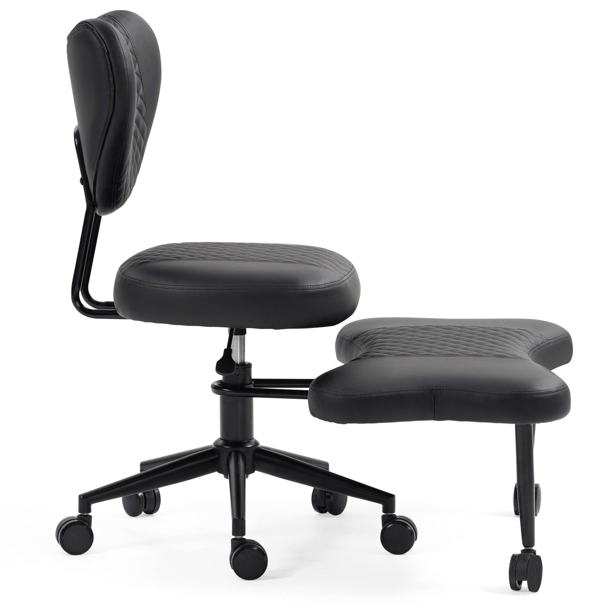 Alt View 2. GOODSILO - Premium Ergonomic Cross-Legged Swivel Chair with Adjustable Height and Soft Upholstery for Home and Office Use - Black.