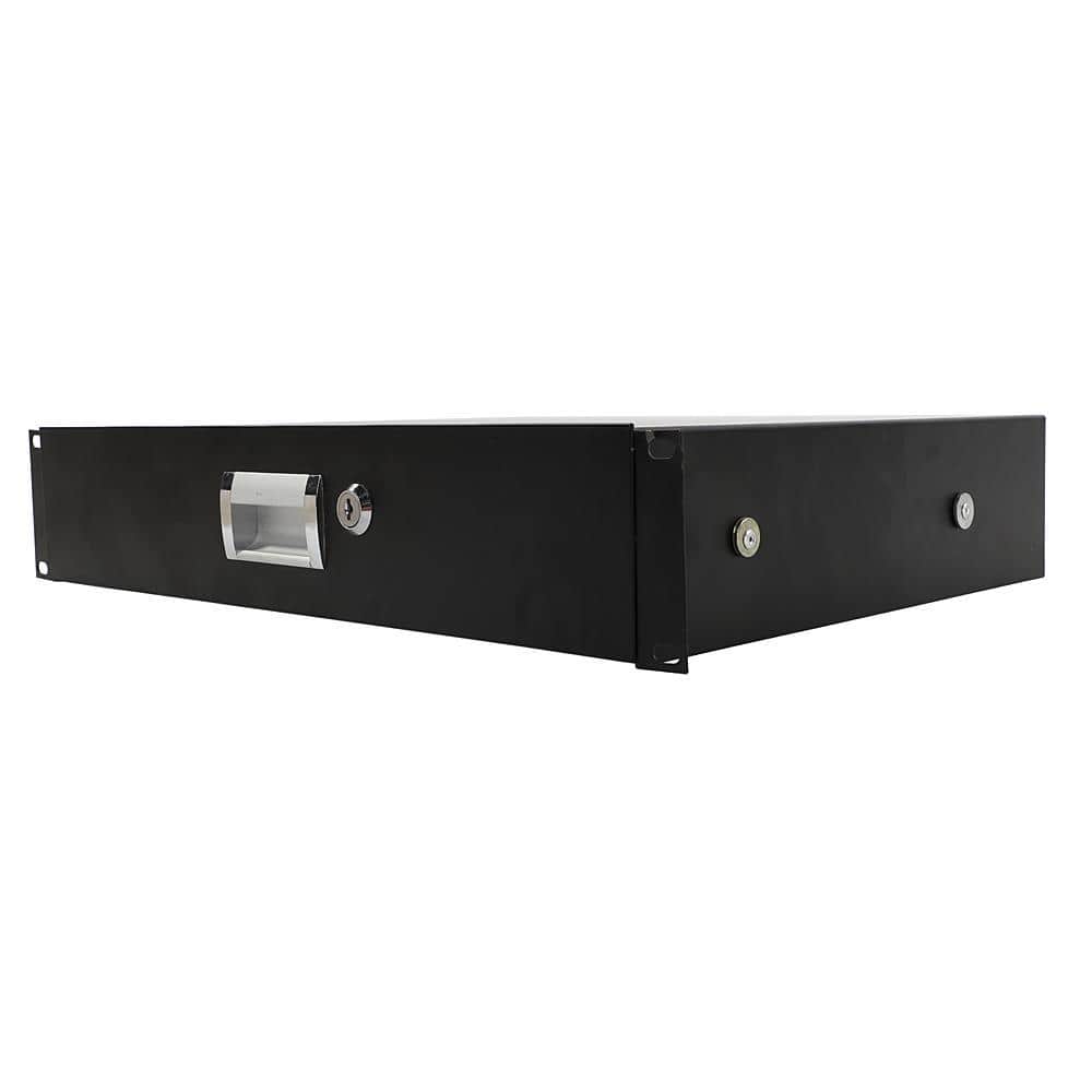 Winado - 19 Inch Rack Mount 2U Steel Plate DJ Drawer Cabinet Lock With With key Black