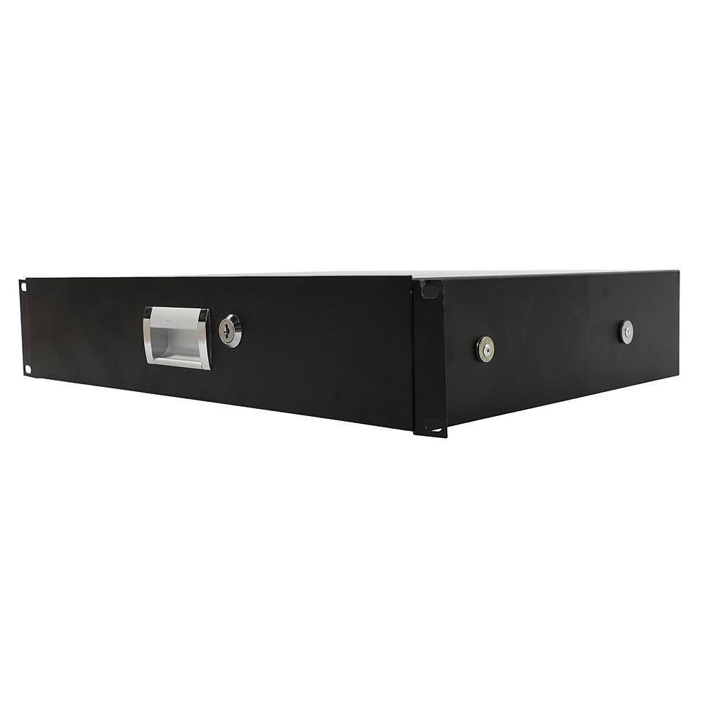 Front. Winado - 19 Inch Rack Mount 2U Steel Plate DJ Drawer Cabinet Lock With With key Black.