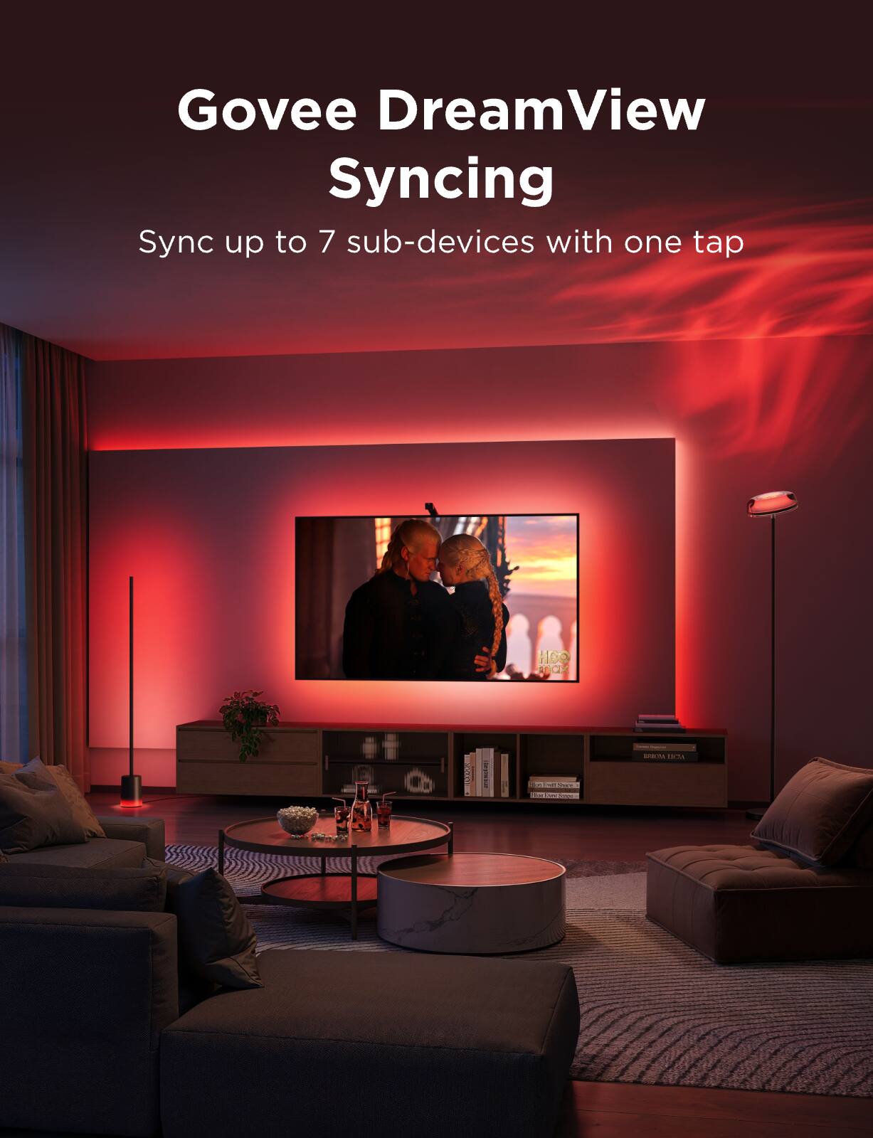 Govee DreamView Syncing  
Sync up to 7 sub-devices with one tap