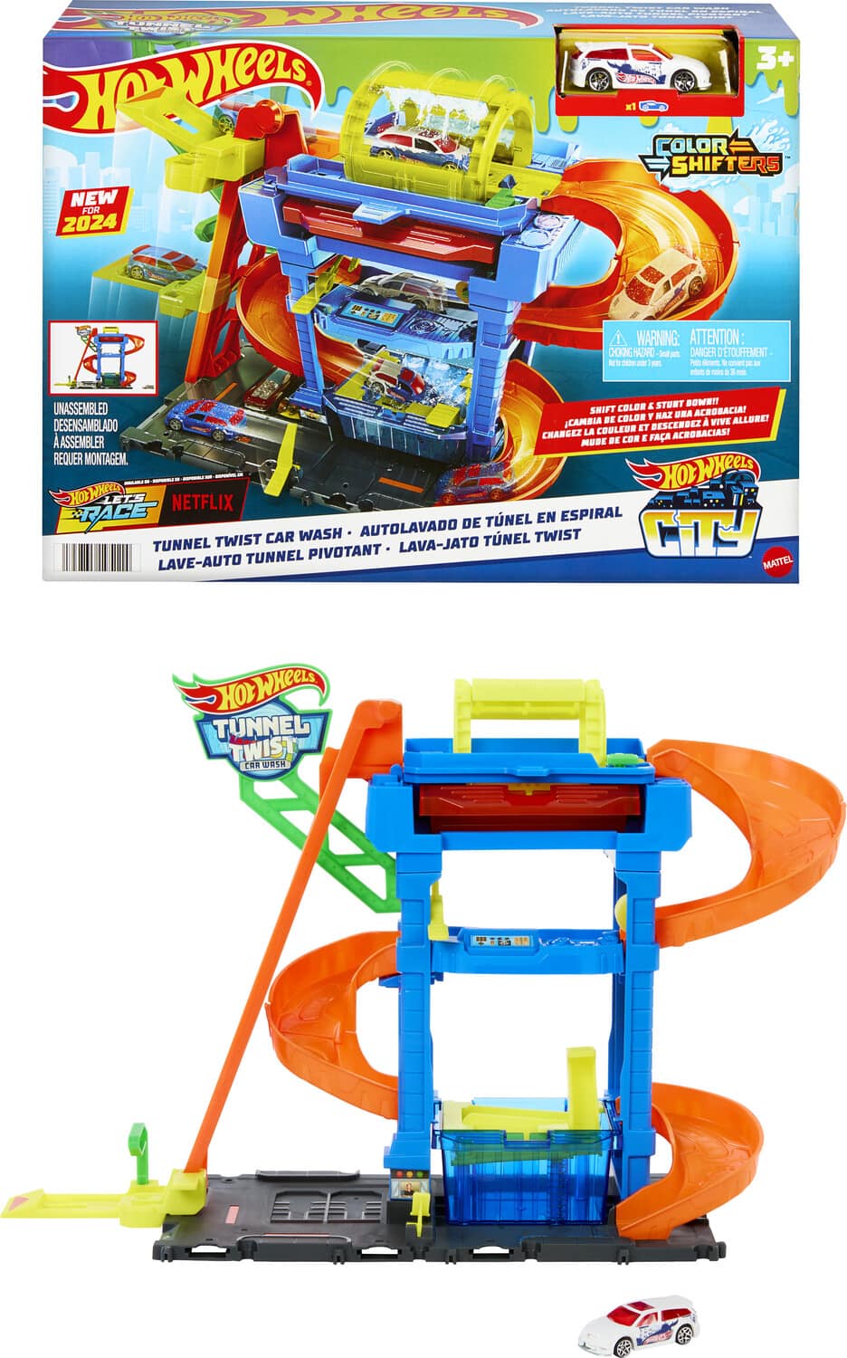 Mattel - Hot Wheels City Tunnel Twist Car Wash & Color Shifters Vehicle in 1:64 Scale - COLLECTABLES - Multicolor