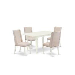 East West Furniture - Dining Table- Parson Chairs - Brown