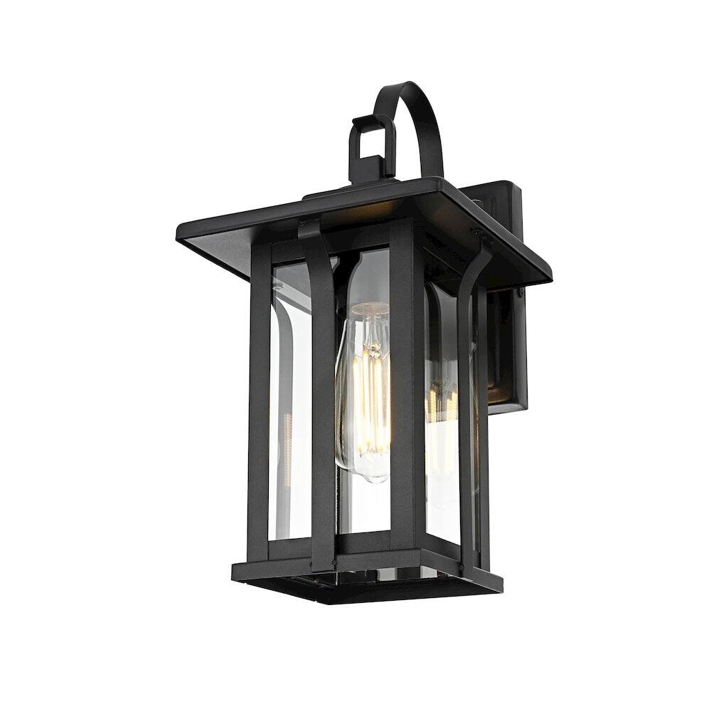 Left. Elegant Lighting - Thayer 7 inch Outdoor Pendant in Black - Black.