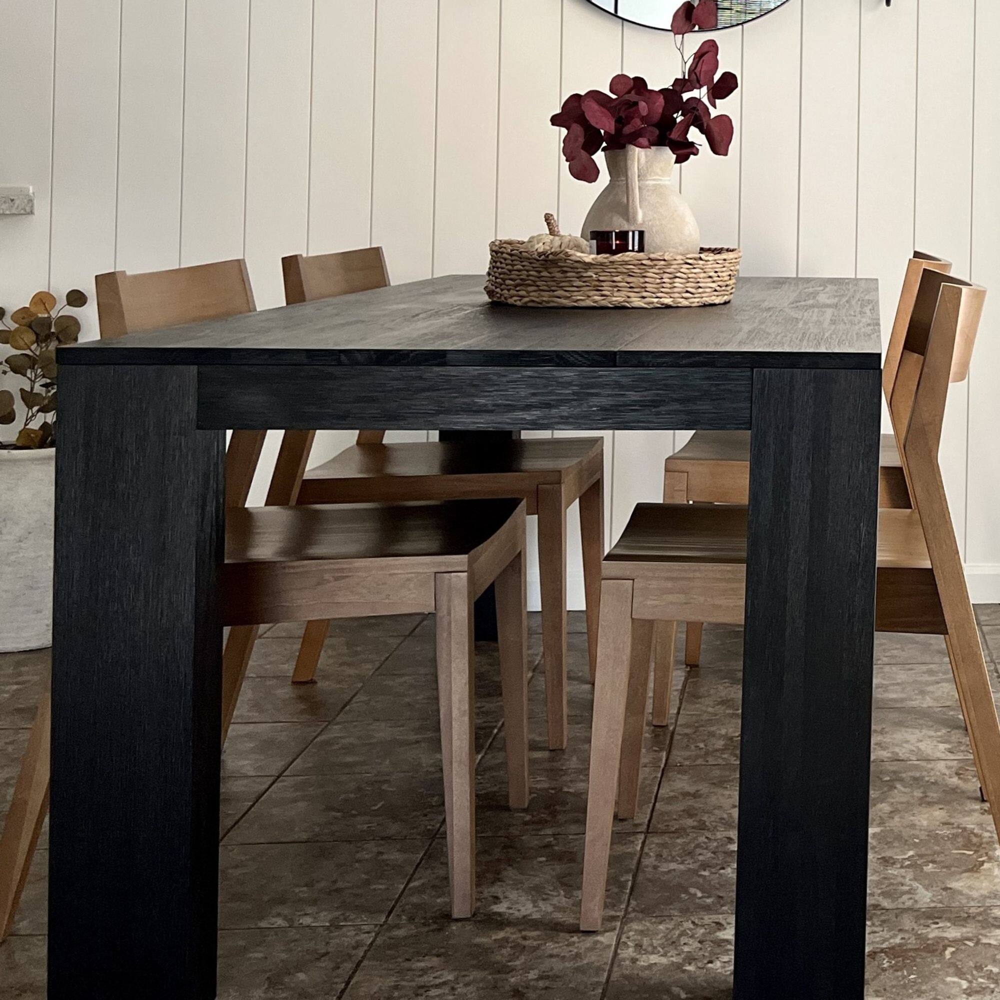 Alt View 8. Plank+Beam - Modern Solid Wood Dining Table, Black Wirebrush - Black Wirebrush.