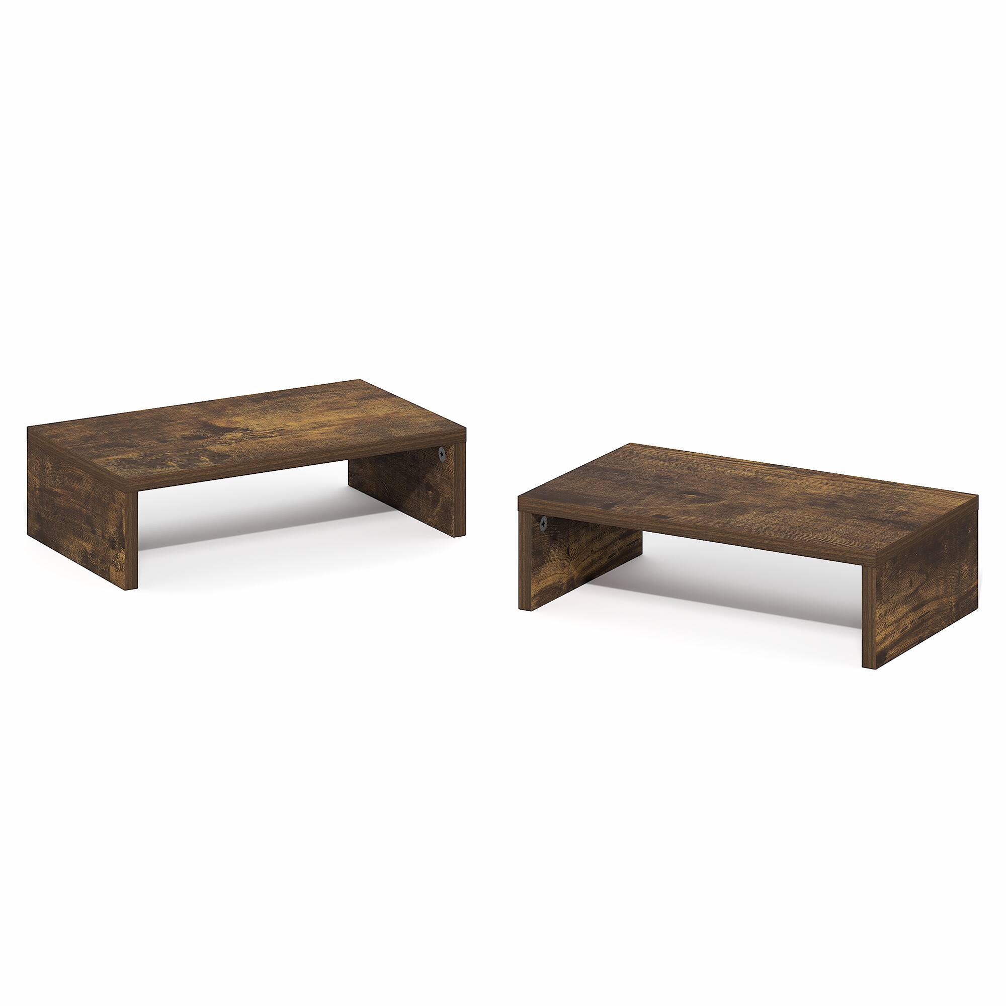 Alt View 7. Furinno - CLASSIC Monitor Stand Riser Set of 2, Dual Monitor Riser, Stackable Separable Laptop Stand for Desk, for Office Supplier - Amber Pine.