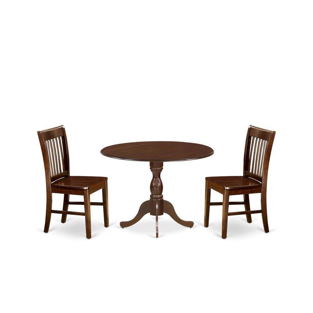East West Furniture DMNF3 MAH W 3 Pc Kitchen Dining Table Set Dropleaf ...