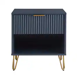 Manhattan Comfort - Dumbo Modern 20" Fluted Nightstand - Midnight Blue