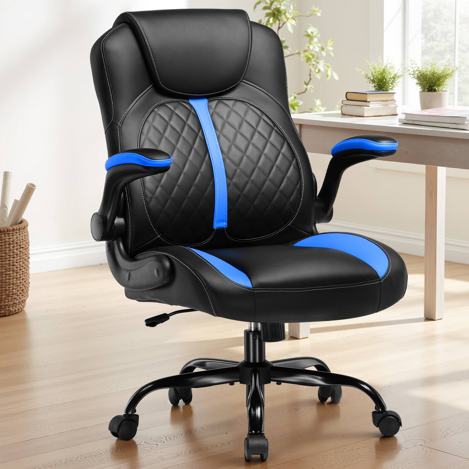 Alt View 5. GTPlayer - Ergonomic Office Chair with Flip-Up Armrests High-Density Foam Seat Executive Computer Chair,Blue - Blue.