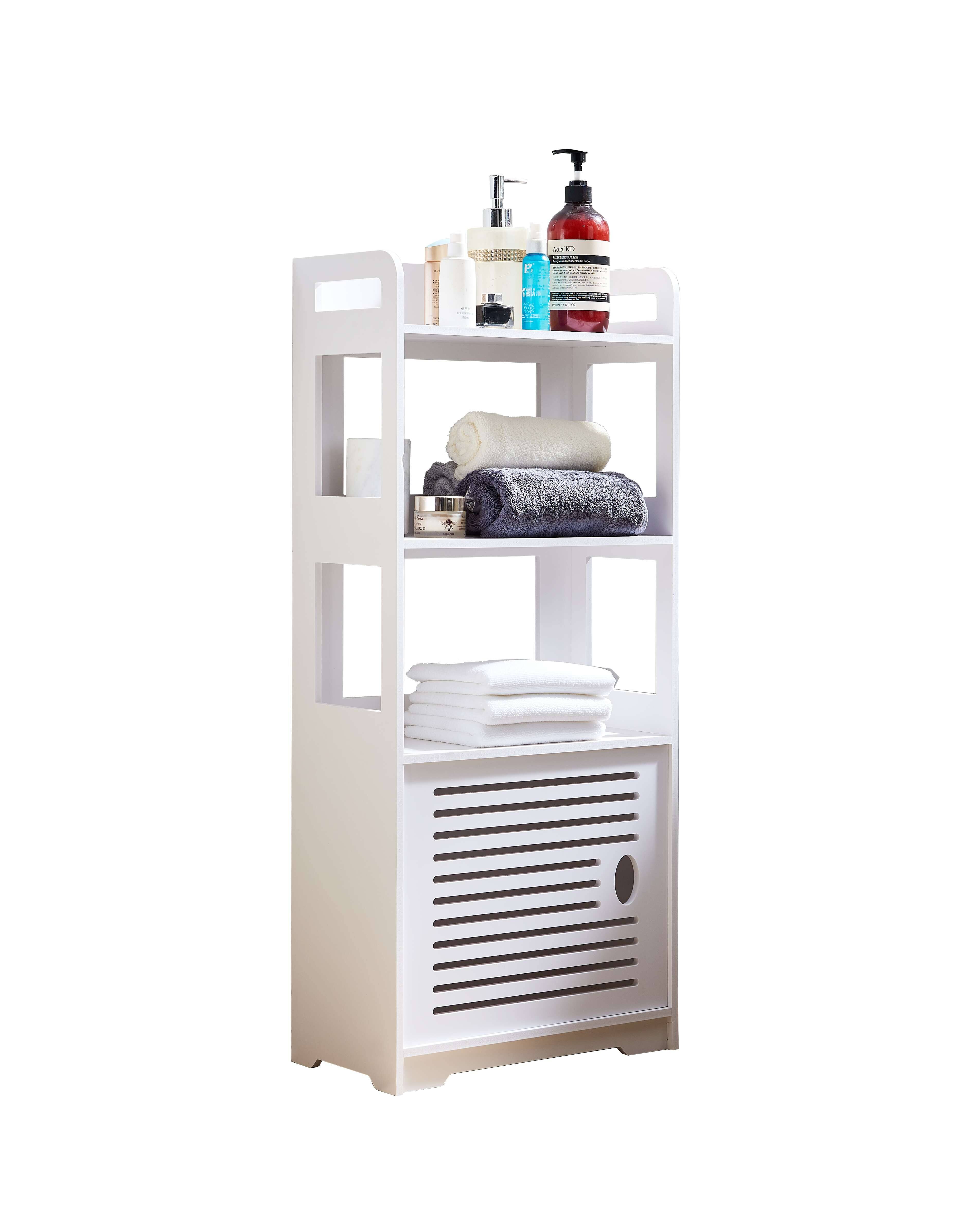 Angle. Kings Brand Furniture - Kings Brand Furniture White Freestanding Bathroom Storage Cabinet with Doors and Open Shelf - White.