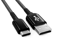 Cable Leader - USB 2.0 USB-A to USB-C Braided Charging Cable, Tangle-Free Nylon, 3A Fast Charge for Phone, Tablet - Black