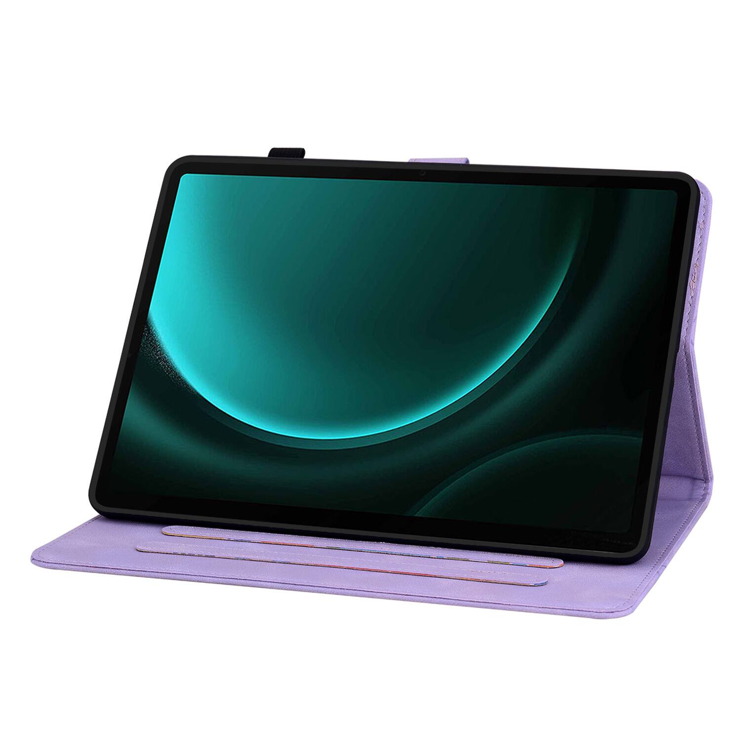 Alt View 1. Dteck - Case for Samsung Galaxy Tab S10 FE & S10 Lite and S9 FE & S9,Embossed Pattern PU Leather Flip Card Holder Stand Cover - Purple.