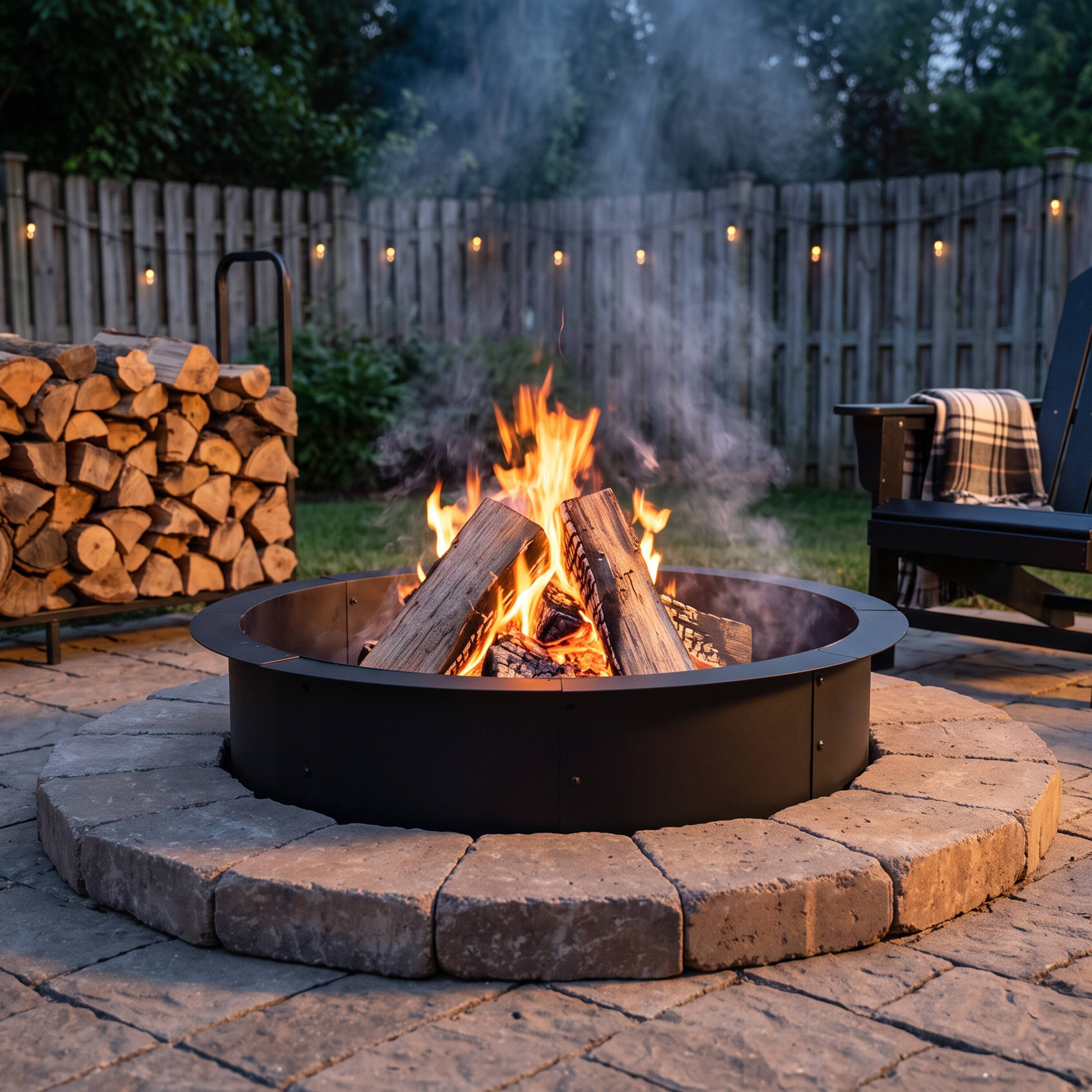 Alt View 10. Sunnydaze - Steel Fire Pit Ring Insert, Round, 31" Outer / 27" Inner Dia - Black.