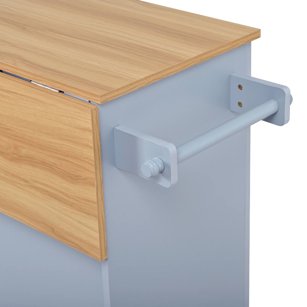 Alt View 1. Loheer - Loheer 54.2 inch mobile kitchen island rolling kitchen cart with trash bin cabinet blue gray kitchen prep table - Blue Gray.