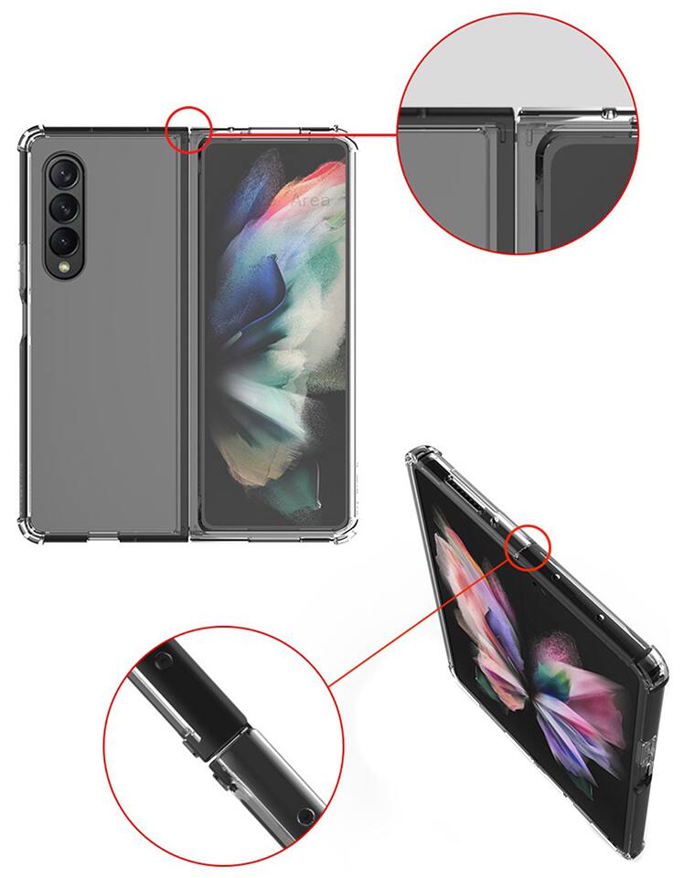 Alt View 9. Nakedcellphone - Clear Case for Samsung Galaxy Z Fold3 - Clear.