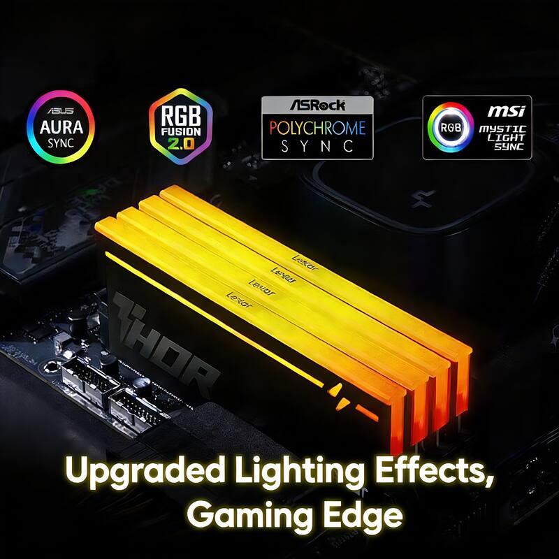Lexar Thor DDR5 RGB Gaming Memory Kit 64GB (2x32GB) 6000MHz CL40 Desktop  RAM with RGB Lighting Black