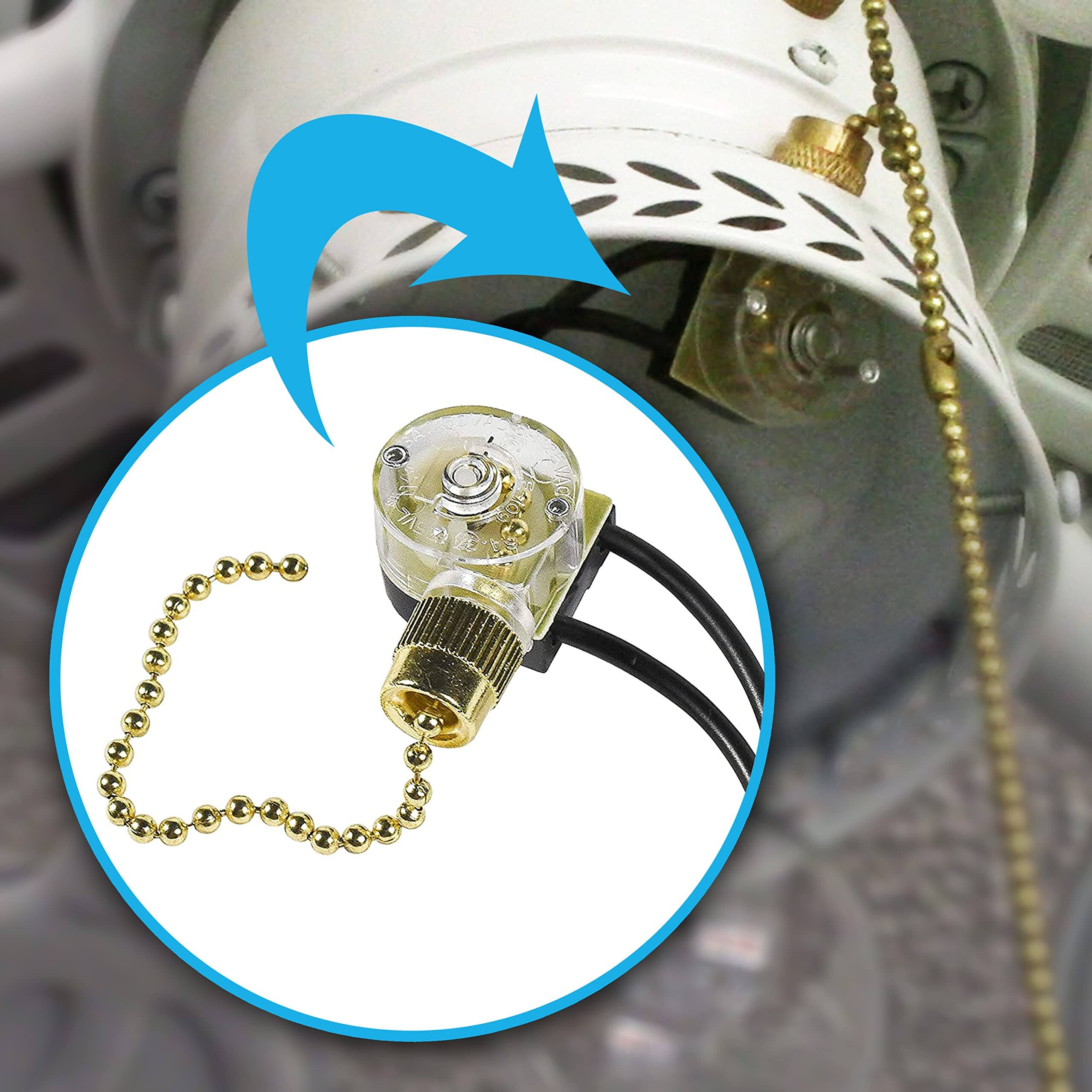 Alt View 1. HQRP - 2-Wire Pull Chain Ceiling Fan Light Switch ON-OFF UL Listed Replacement for Zing Ear ZE-109 - black.
