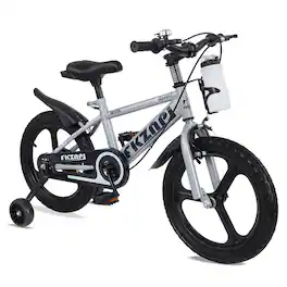 HTUTWOO - 18 Inch Kids Bike - High Carbon Steel Frame,Magnesium Alloy Wheels, Adjustable Seat,Included Water Bottle for Ages 3-9 - Gray