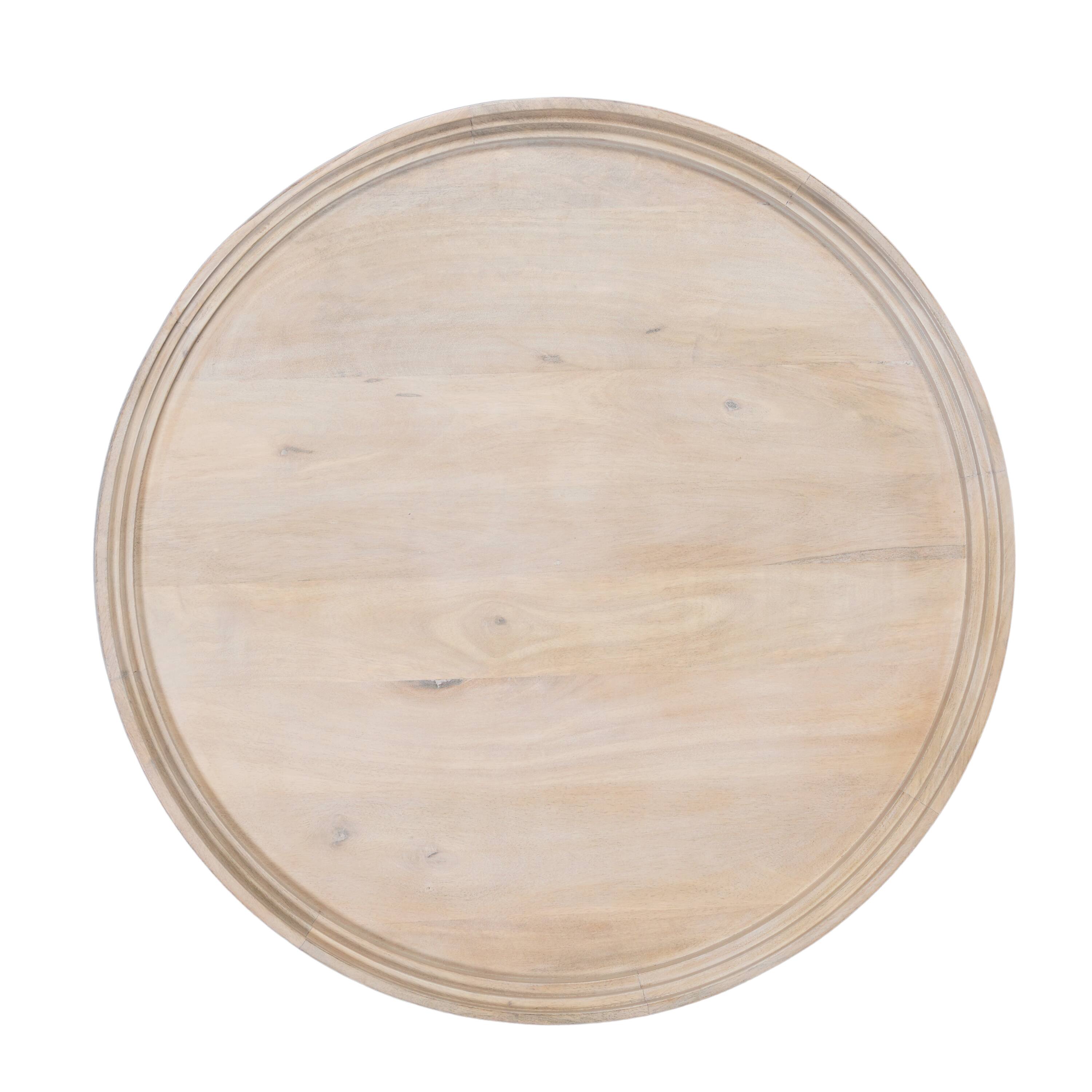 Alt View 3. Manhattan Lane - Urban Chic Coffee Table 30 Inch Round Tray Top - Washed White, Black.