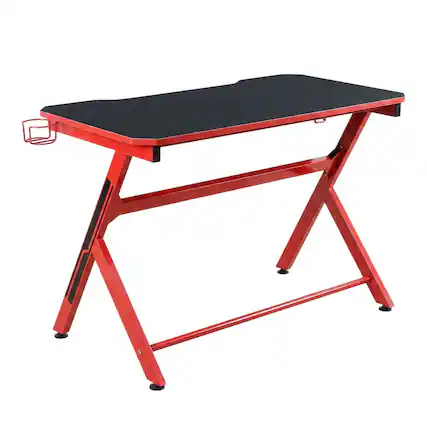 Front. JJS - 48" Home Office Gaming Computer Desk - Black/Red.