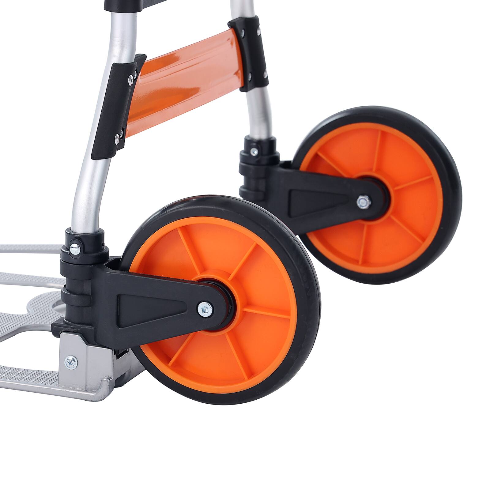 Back. LOVMOR - Folding Hand Truck Dolly, 309-Lb Capacity Utility Cart with Telescoping Handle - Silver.