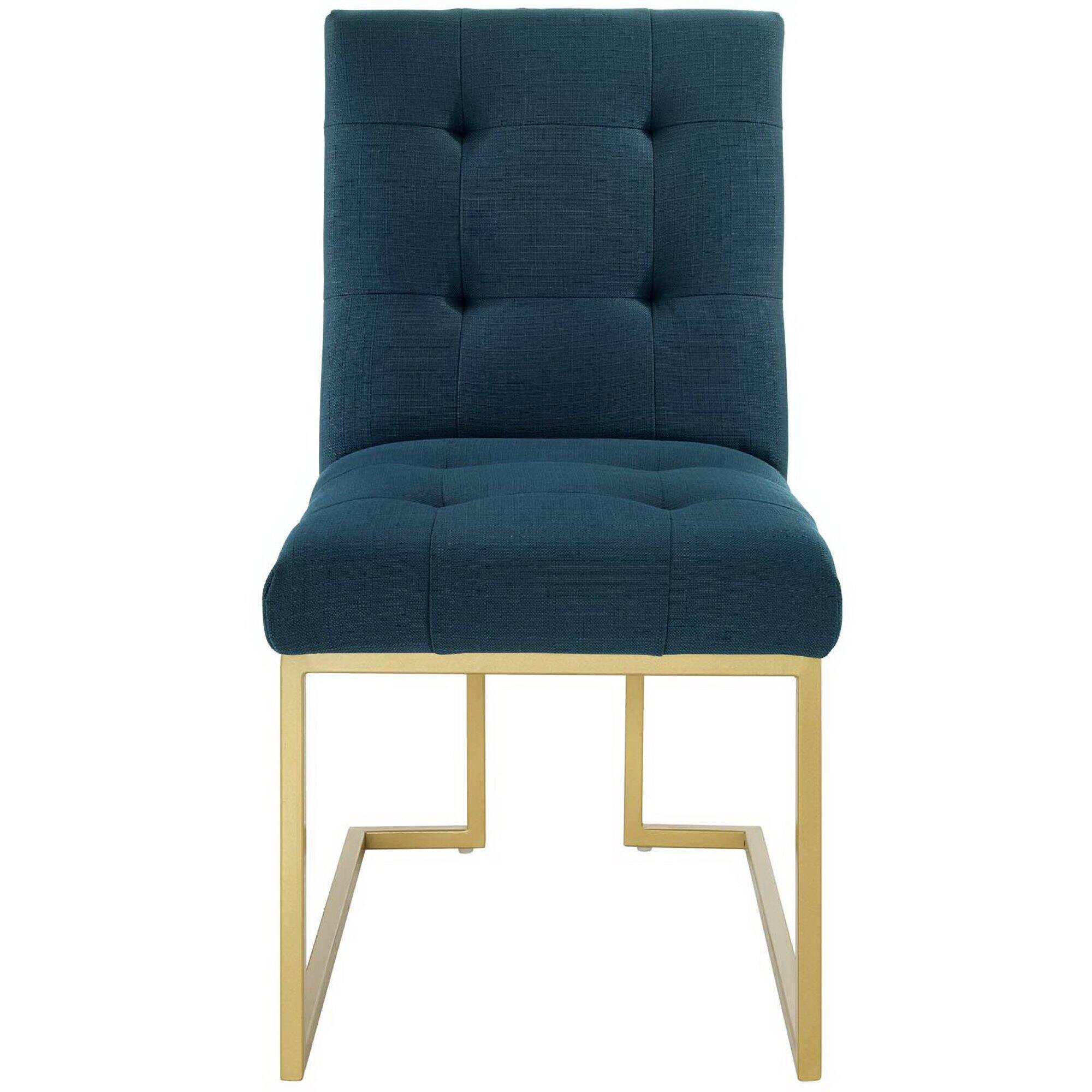Alt View 2. Modway - Privy Gold Stainless Steel Upholstered Fabric Dining Accent Chair by Modway - Gold Azure.