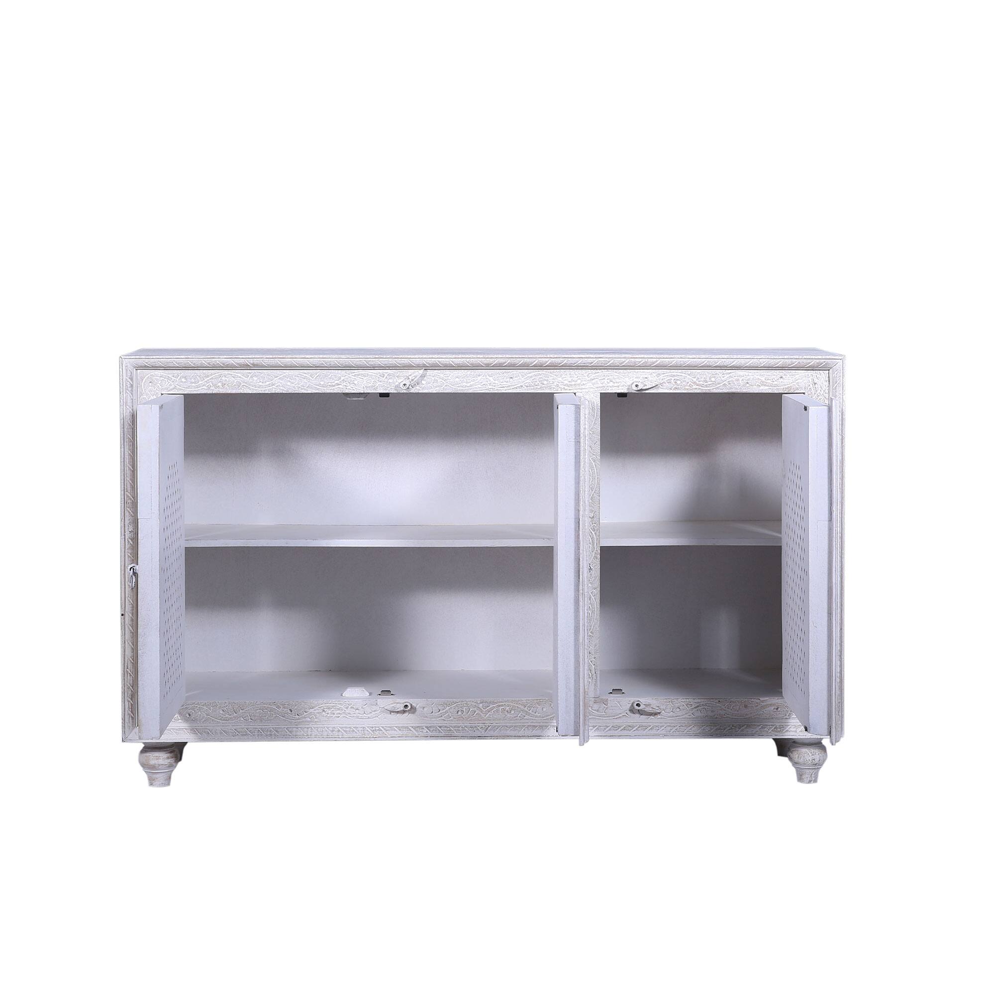 Alt View 2. Maven Lane - Maven Lane Patrin Handmade Heritage Wooden Sideboard in White Distressed Finish - White.