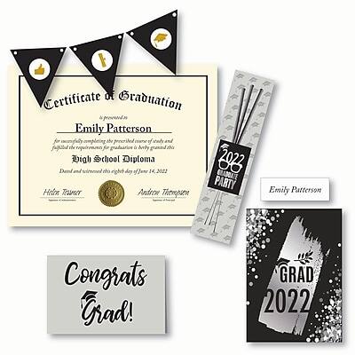 Certificate of Graduation  
Presented to  
Emily Patterson  
for successfully completing the prescribed course of study and meeting the requirements for graduation, hereby granted the  
Diploma of  
High School Diploma  
Dated this 14th day of June 2023  
Helen Tennessee  
Andrew Thompson  

2022  
GRADUATION PARTY  
Emily Patterson  

Congrats Grad!  

GRAD 2022