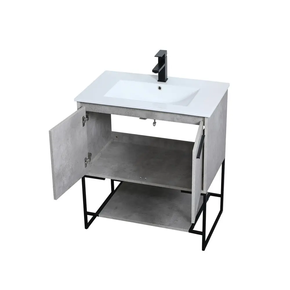 Alt View 2. Elegant Kitchen and Bath - 30 inch Single Bathroom Vanity in Concrete Grey - Concrete Grey.