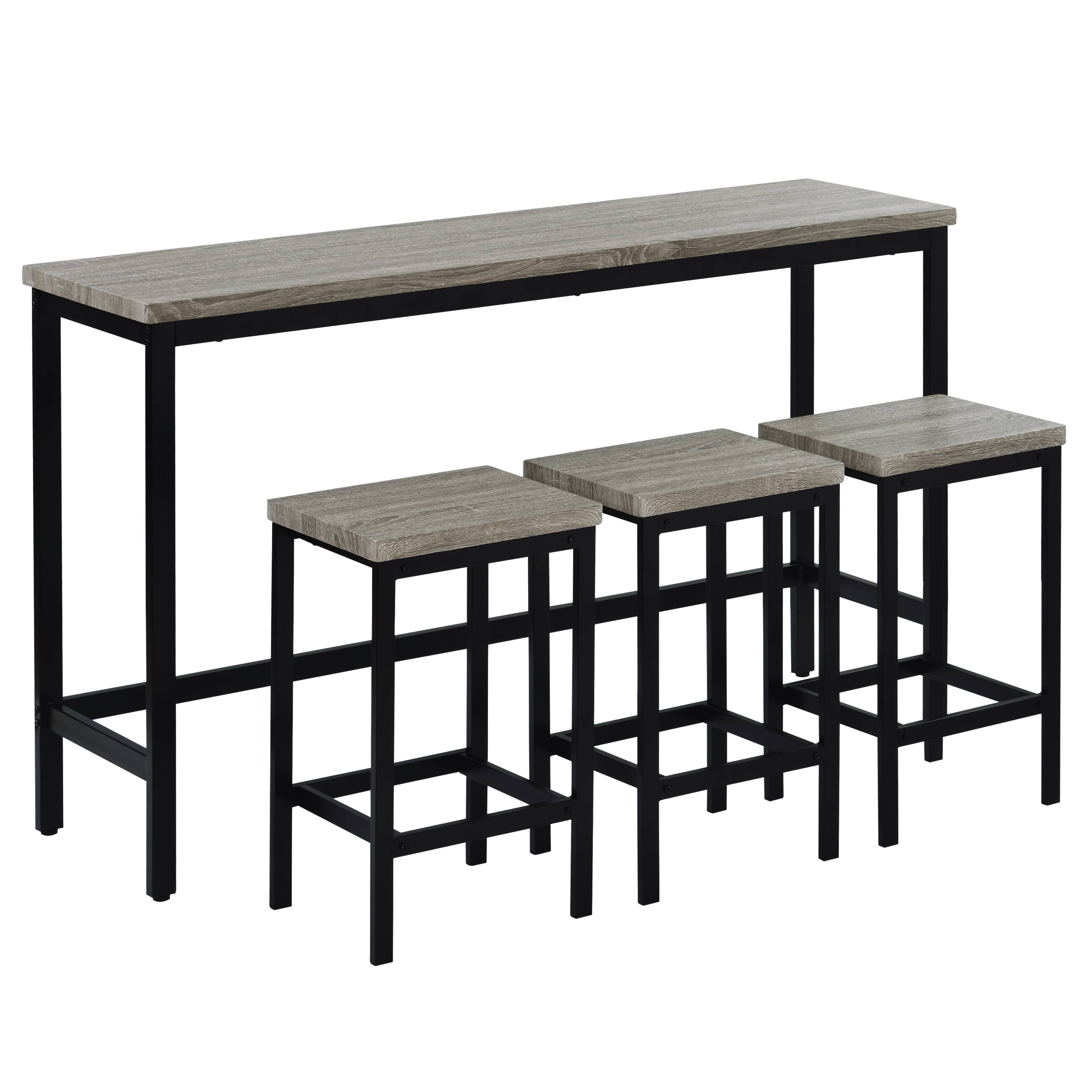 Alt View 3. APRILSOUL - Counter Height Extra Long Dining Table Set with 3 Stools Pub Kitchen Set Side Table with Footrest Gray - Gray.
