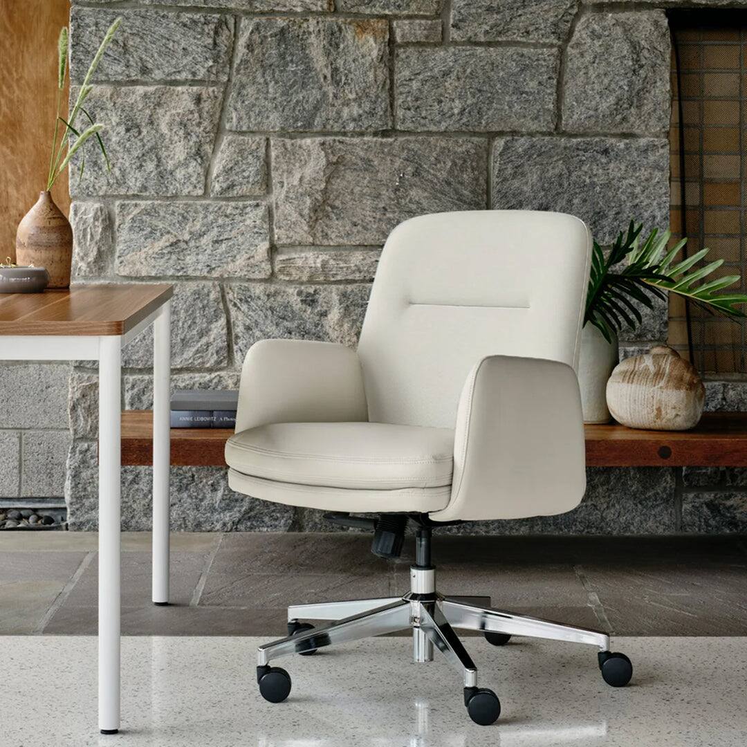 Left. Branch Furniture - Softside Chair Mid Back - Vegan Leather Limestone.