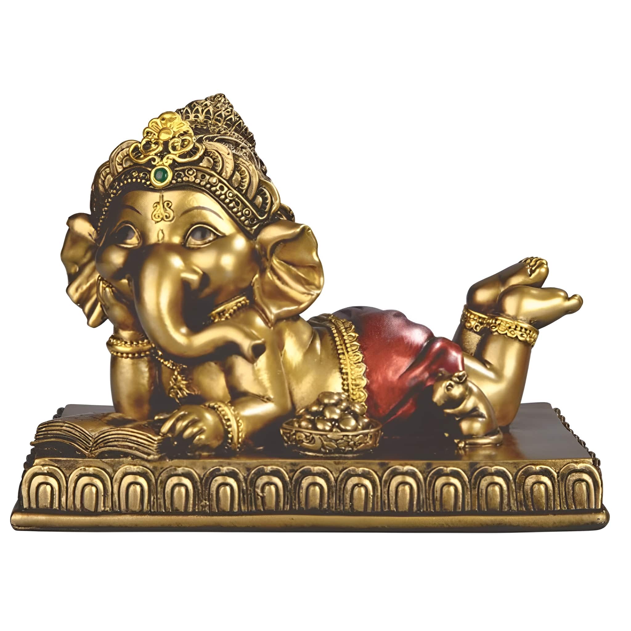 FC Design - 5.5"W Elephant Ganesh Reading Figurine Statue Desk Tabletop Home Decor Gift - Multi-Color