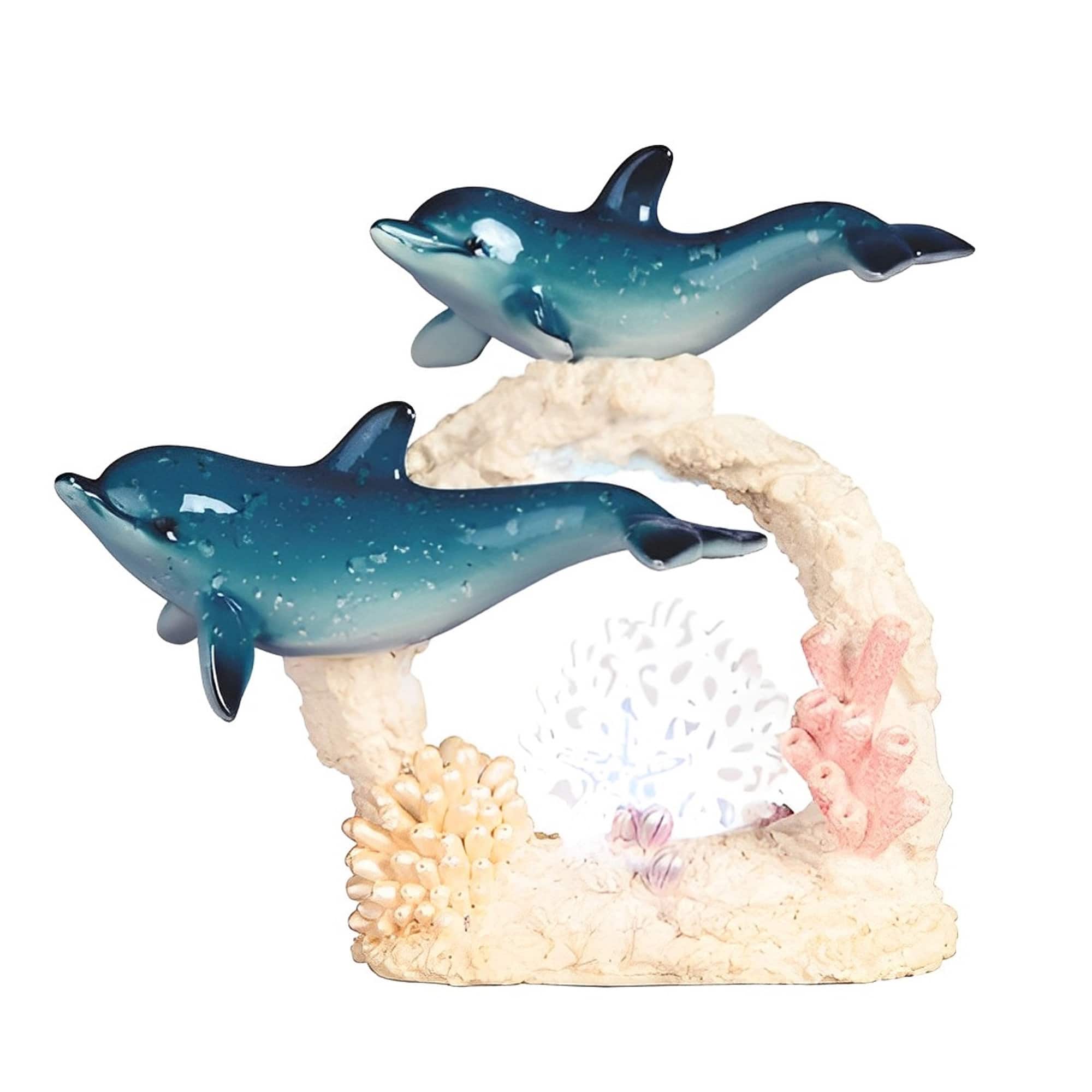 FC Design - 6.5"H LED Dolphin with Baby Figurine Statue Office Desk Tabletop Home Decor Gift - Multi-Color