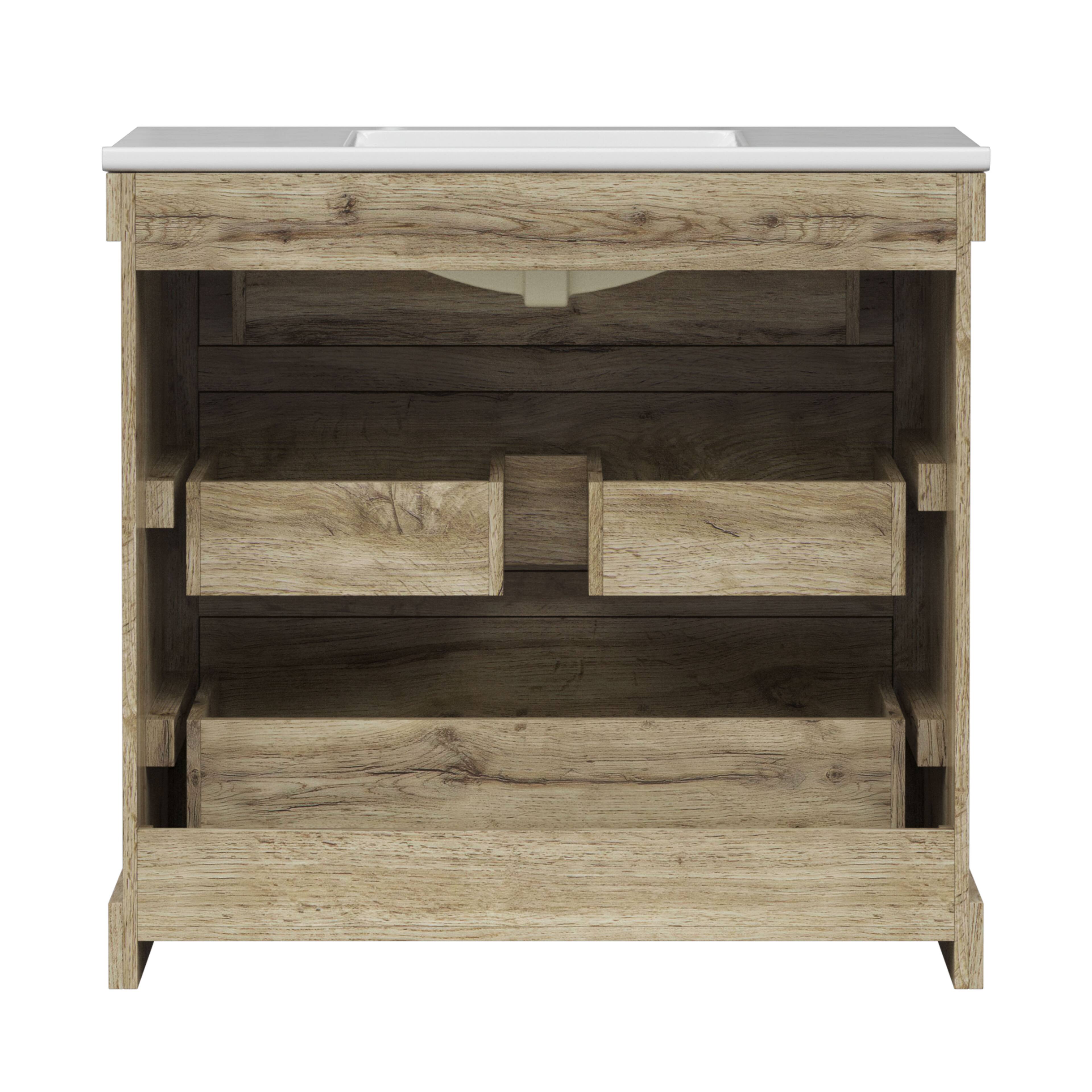 Alt View 4. Teamson Home - Teamson Home Donovan 36" Single Bathroom Vanity with Two Drawers, Light Oak - Natural.