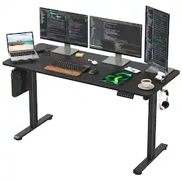 Glintex - 56'' Ergonomic Sit & Stand Workstation with Memory Control Panel, Durable Steel Frame & Spacious Splice Board Top - Black