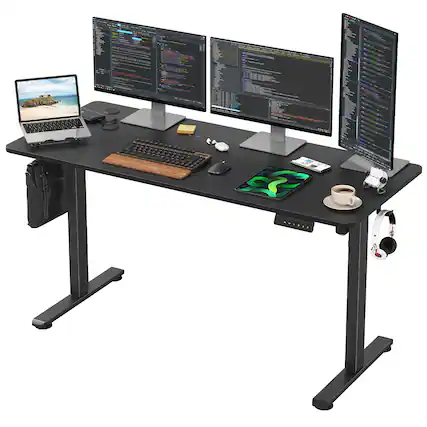 Front. APRILSOUL - Electric Standing Desk Adjustable Height Sit Stand Home Office Splice Board - Black.