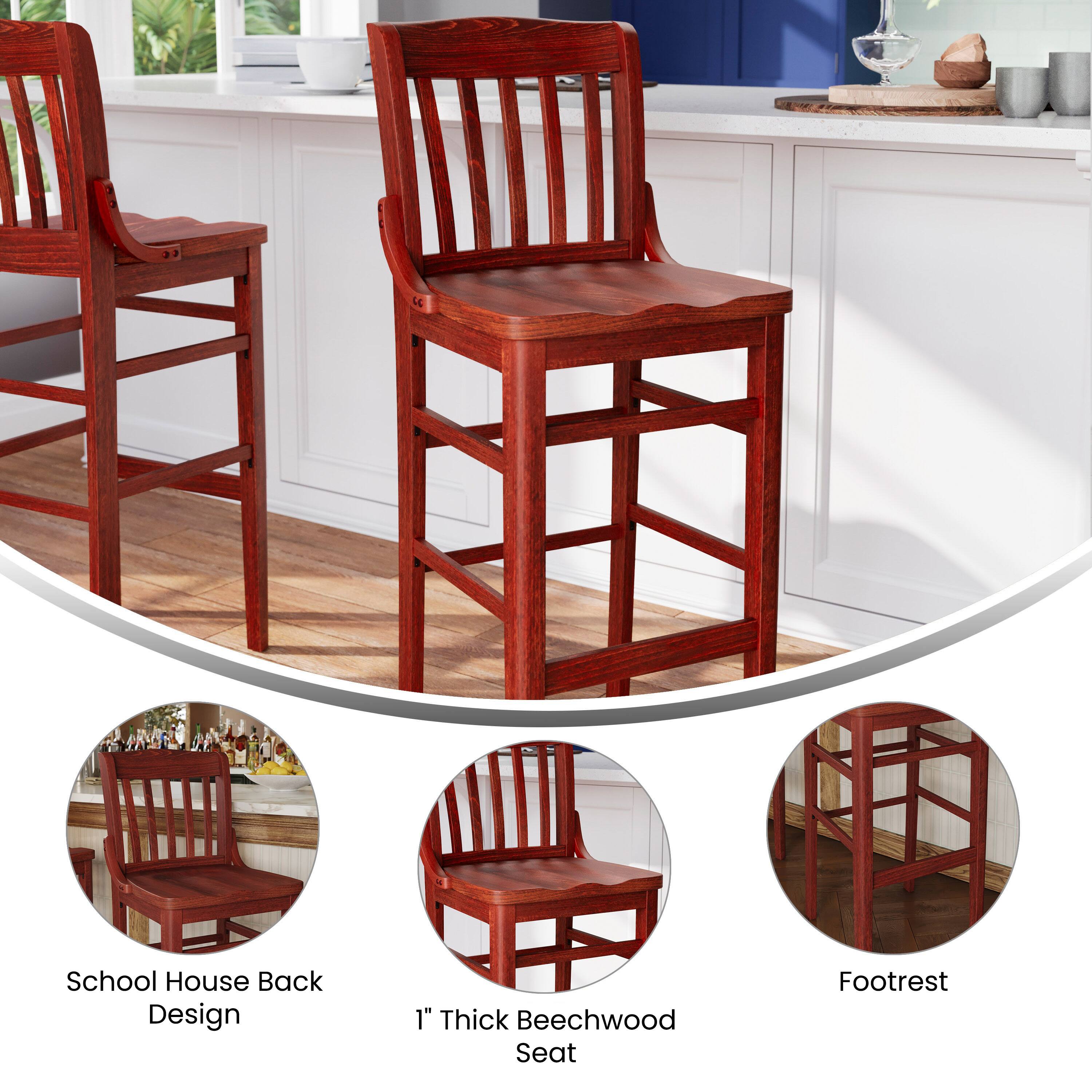 School House Back Design  
1" Thick Beechwood Seat  
Footrest