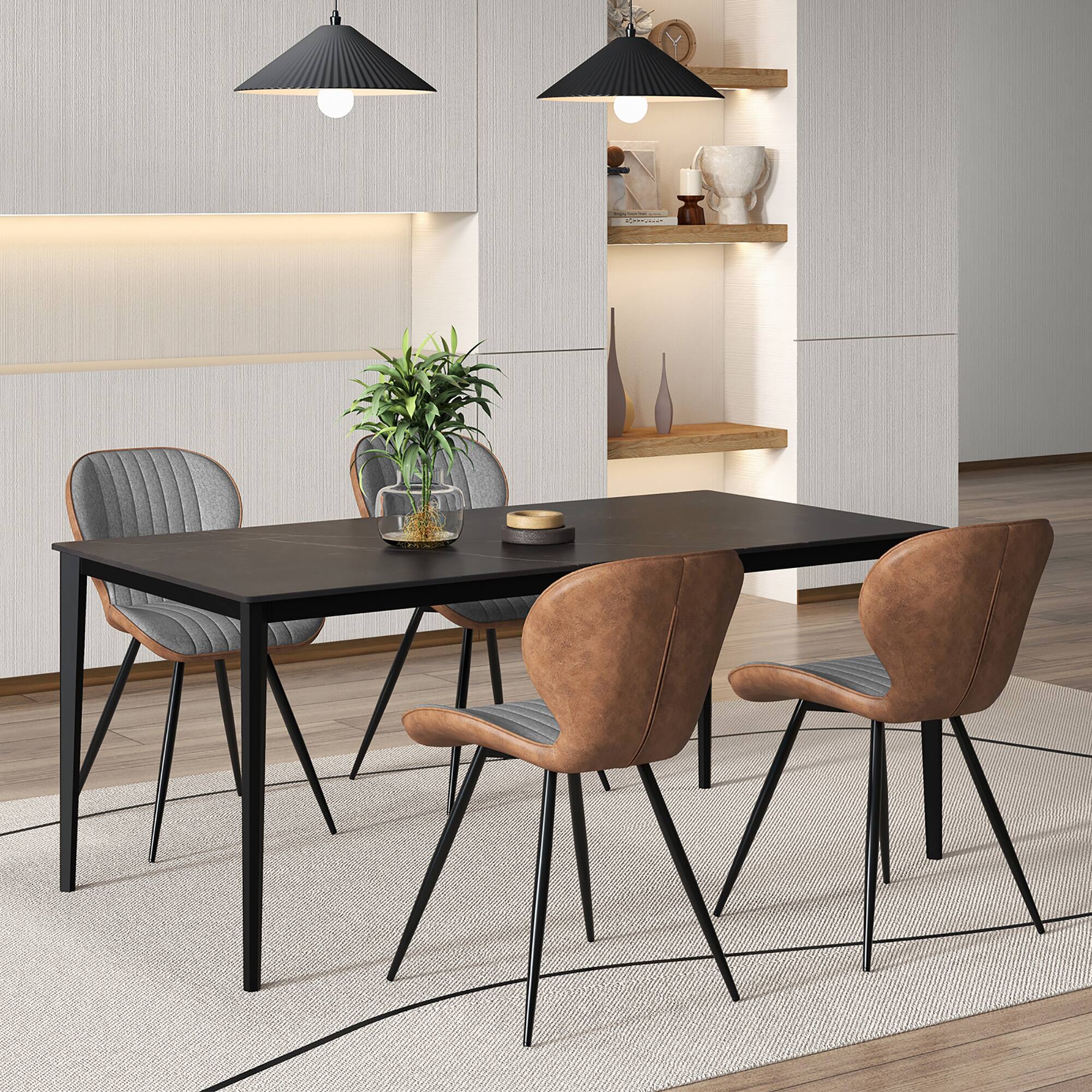 Alt View 1. Gymax - Gymax 4 Set Armless Dining Chair w/ Curved Backrest U-shaped Seat & Non-slip Foot Pad - Gray.