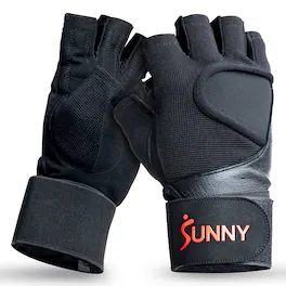 Sunny Health & Fitness - Weightlifting Gloves, Medium, with Built-In Wrist Compression, Padded Palm & Enhanced Grip for Strength Training - Black