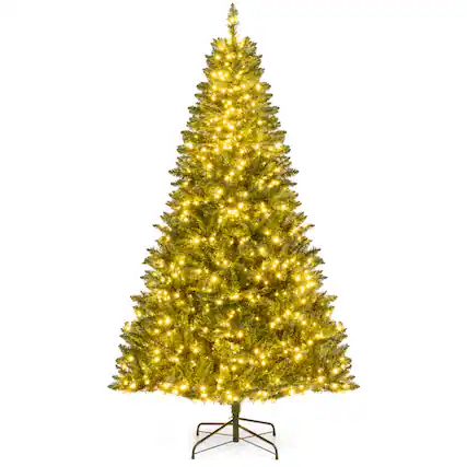 Front. Gymax - Gymax 7 FT Artificial Christmas Tree w/990 Branch Tips 1000 Warm White LED Lights - Green.