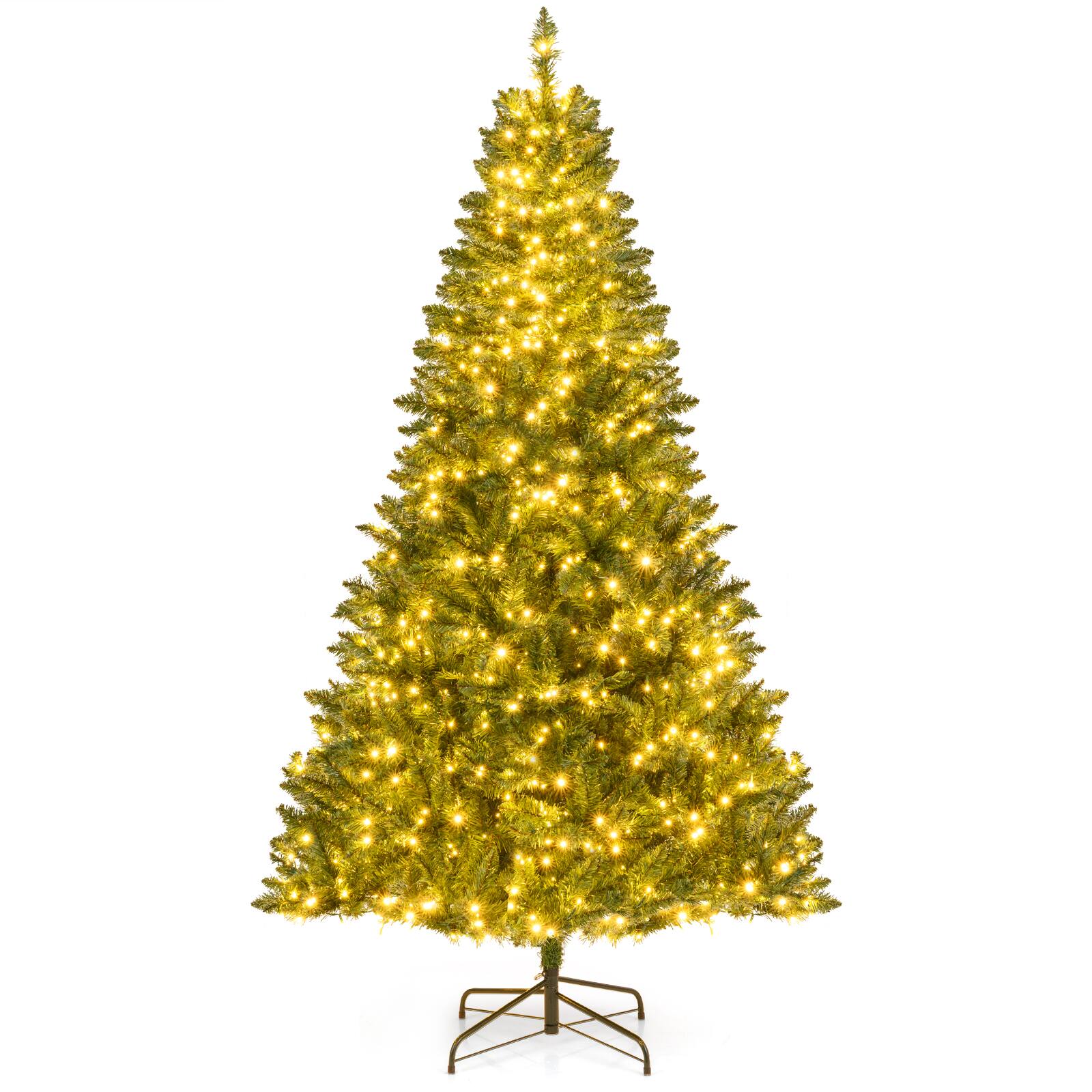 Gymax - 7 FT Artificial Christmas Tree w/990 Branch Tips 1000 Warm White LED Lights - Green