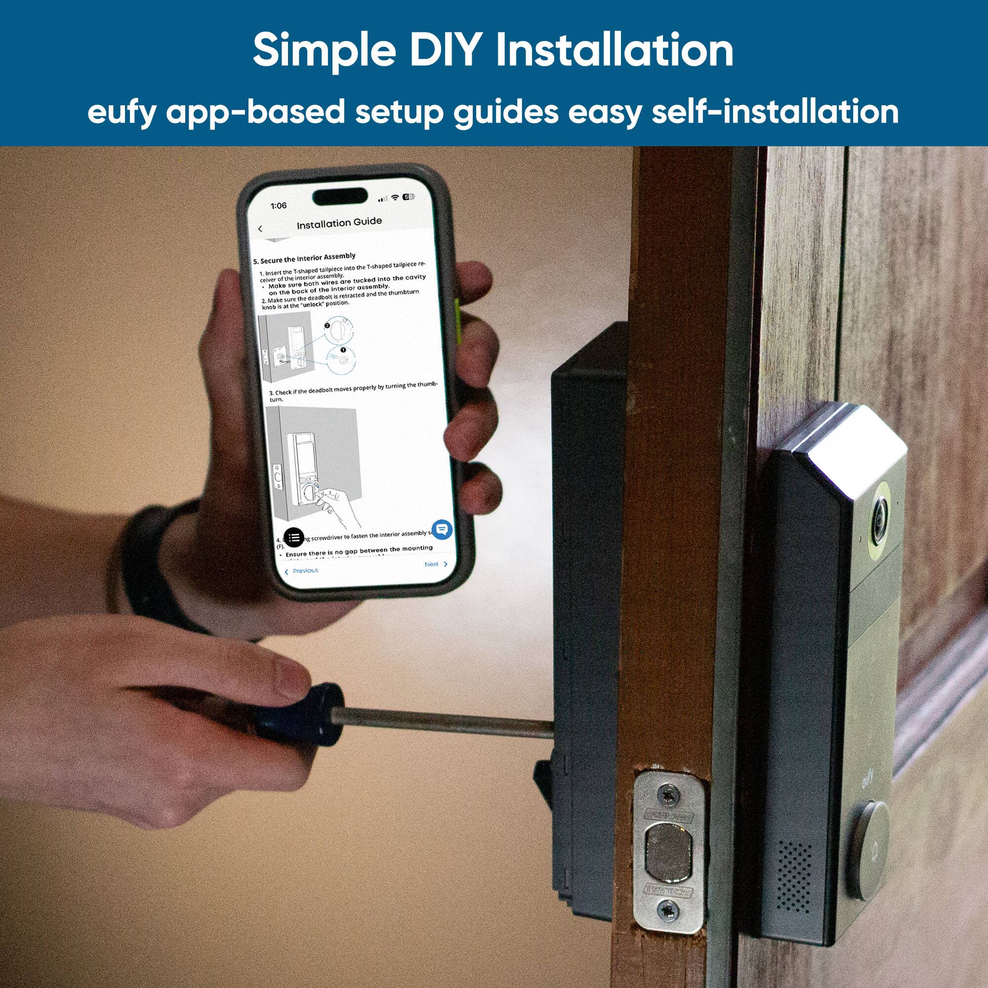 Simple DIY Installation: eufy app-based setup guides easy self-installation.