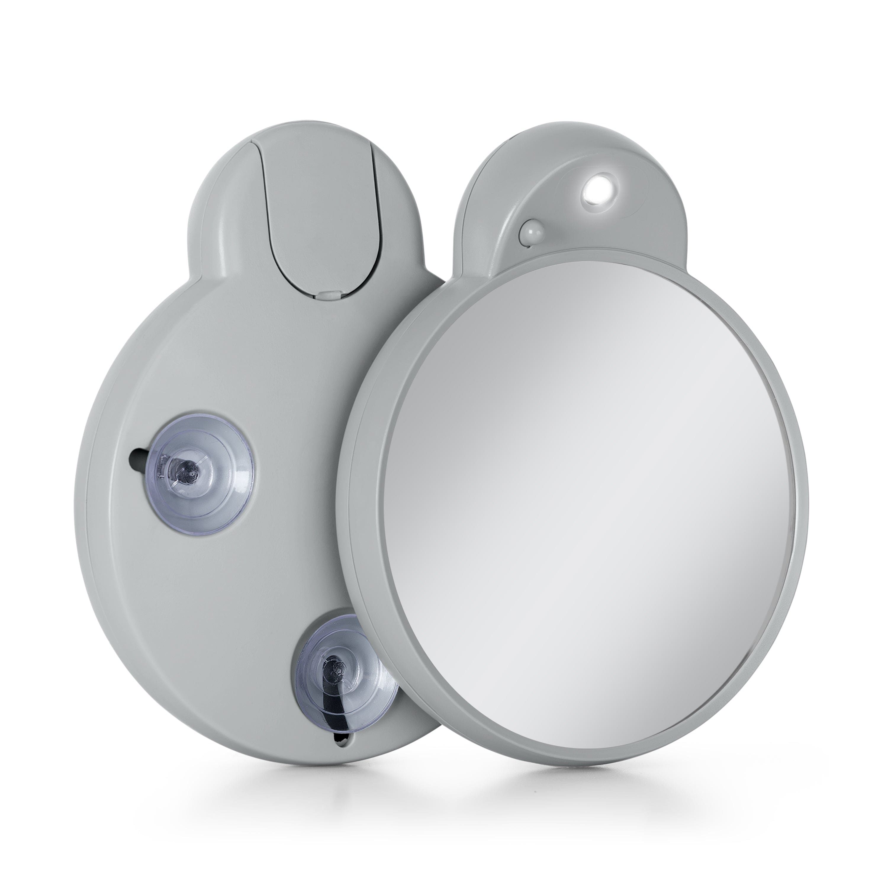 Front. Zadro - LED Lighted Compact Mirror with 10X Magnification and Suction Cups for Easy Mounting - Grey.