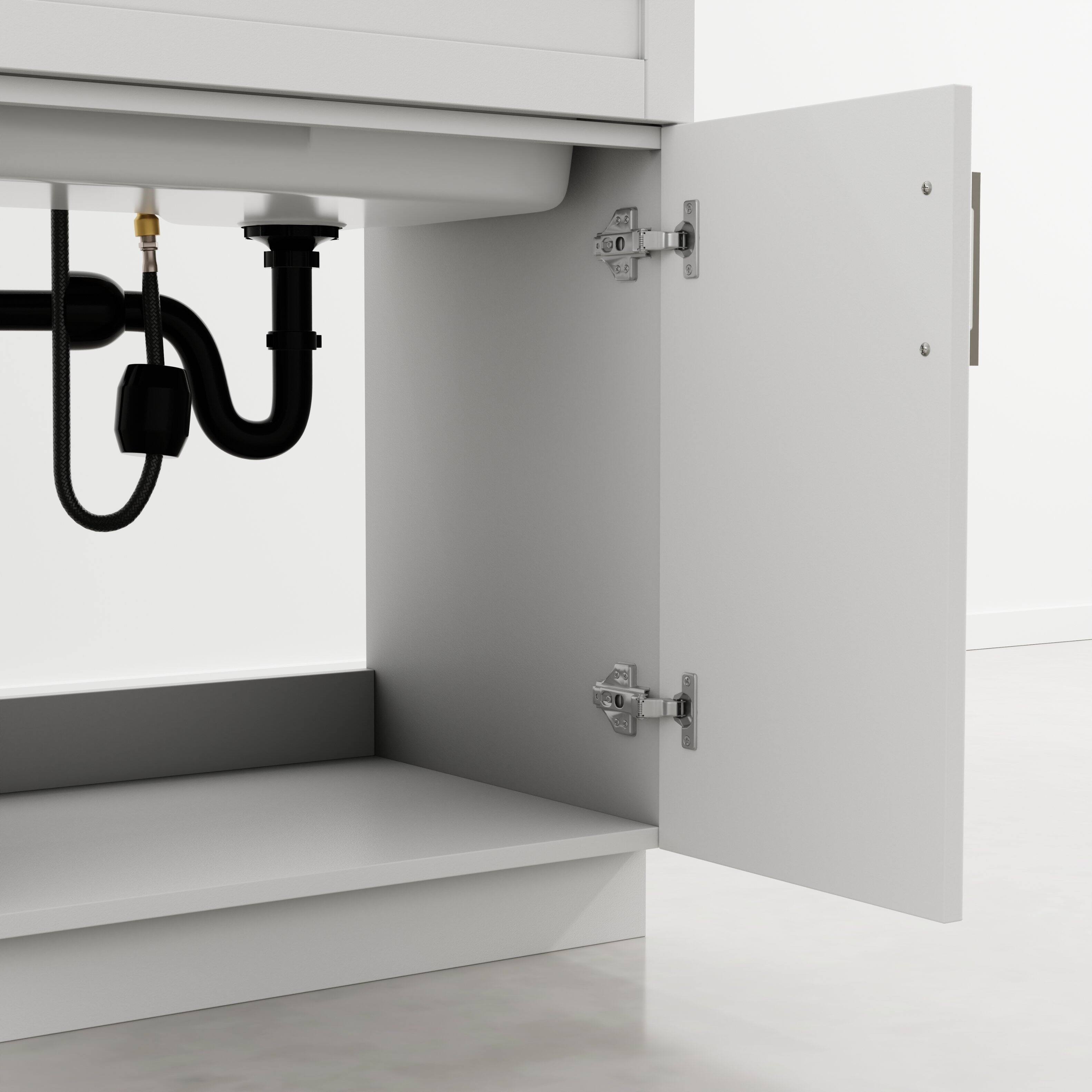 Alt View 4. Simpli Home - Hennessy 28 inch Wide Utility Sink and Laundry Cabinet, Glacier White - Glacier White.