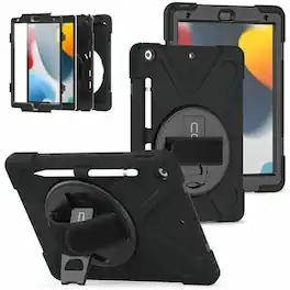 CODi - Rugged iPad 10.2" Case - Integrated Screen Protector (9th, 8th, and 7th Generation) - Drop Resistant & Shock Absorbing - Black