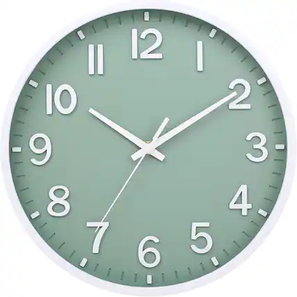 Front. Dazzed Corner - 8 inch Modern Wall Clock,Silent Non Ticking Wall Clock - Green.