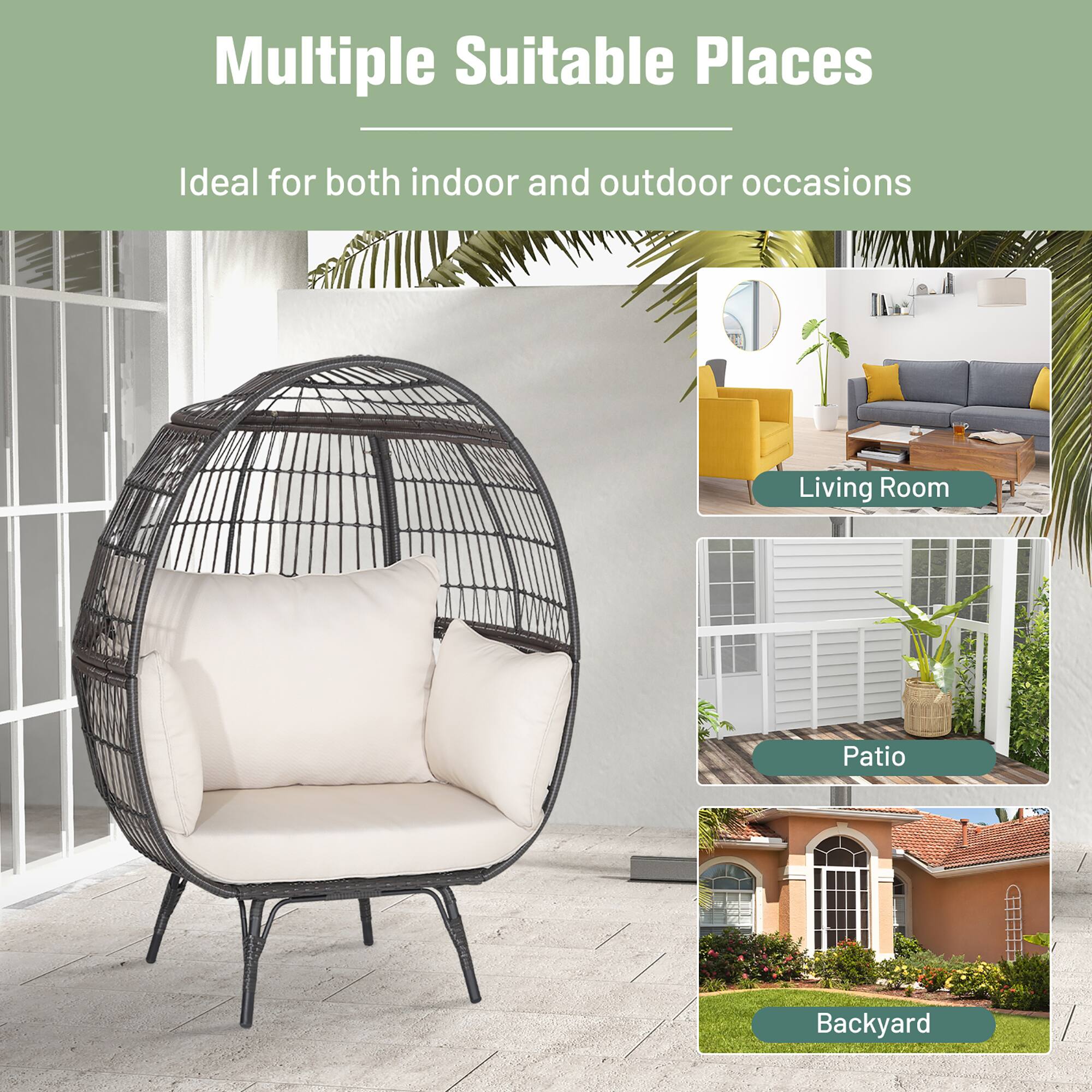 Multiple Suitable Places  
Ideal for both indoor and outdoor occasions  

Living Room  
Patio  
Backyard